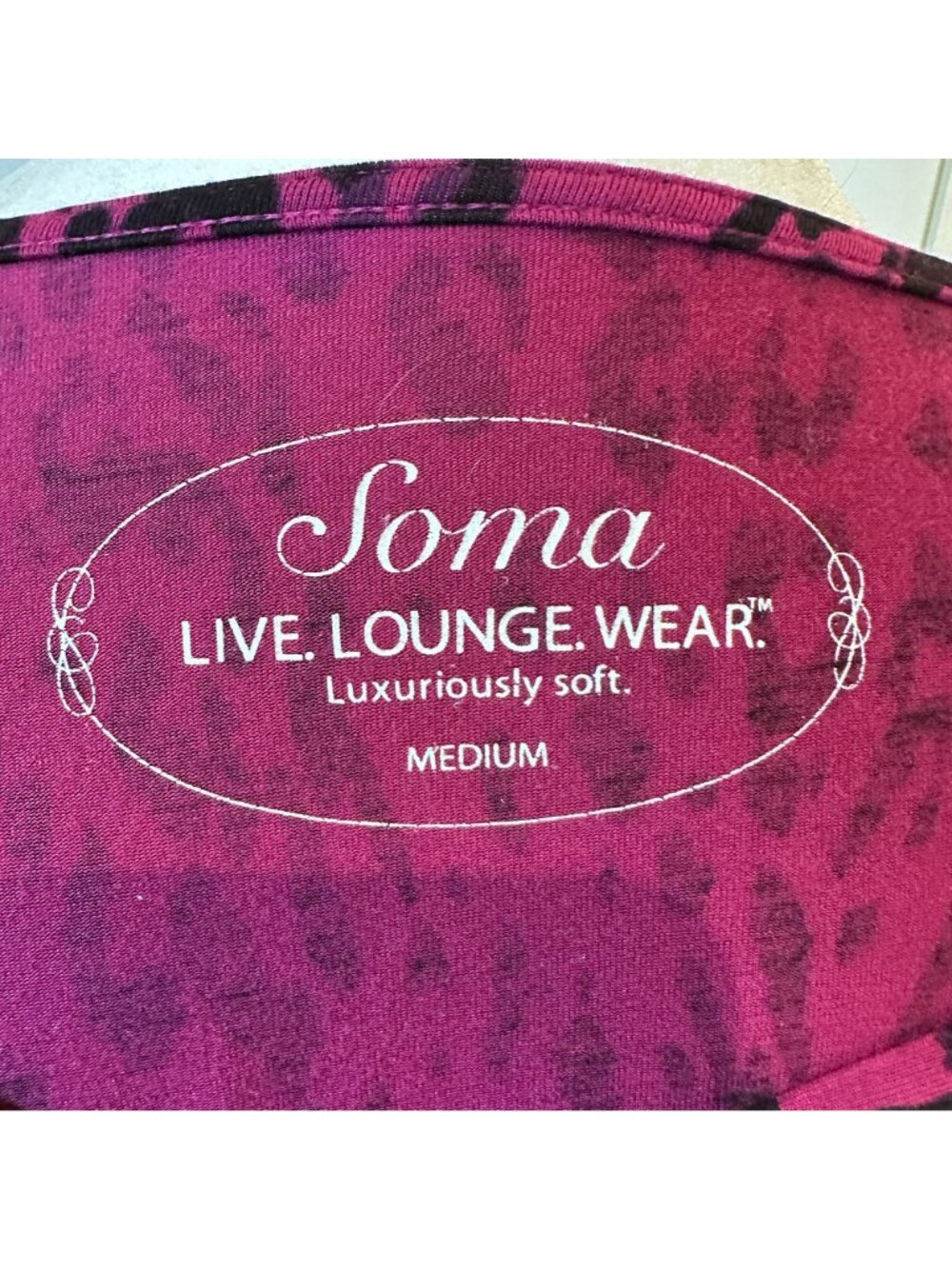 Soma Luxuriously Soft Pink & Black Leopard Print Long Sleeve Dress Medium - Picture 5 of 7